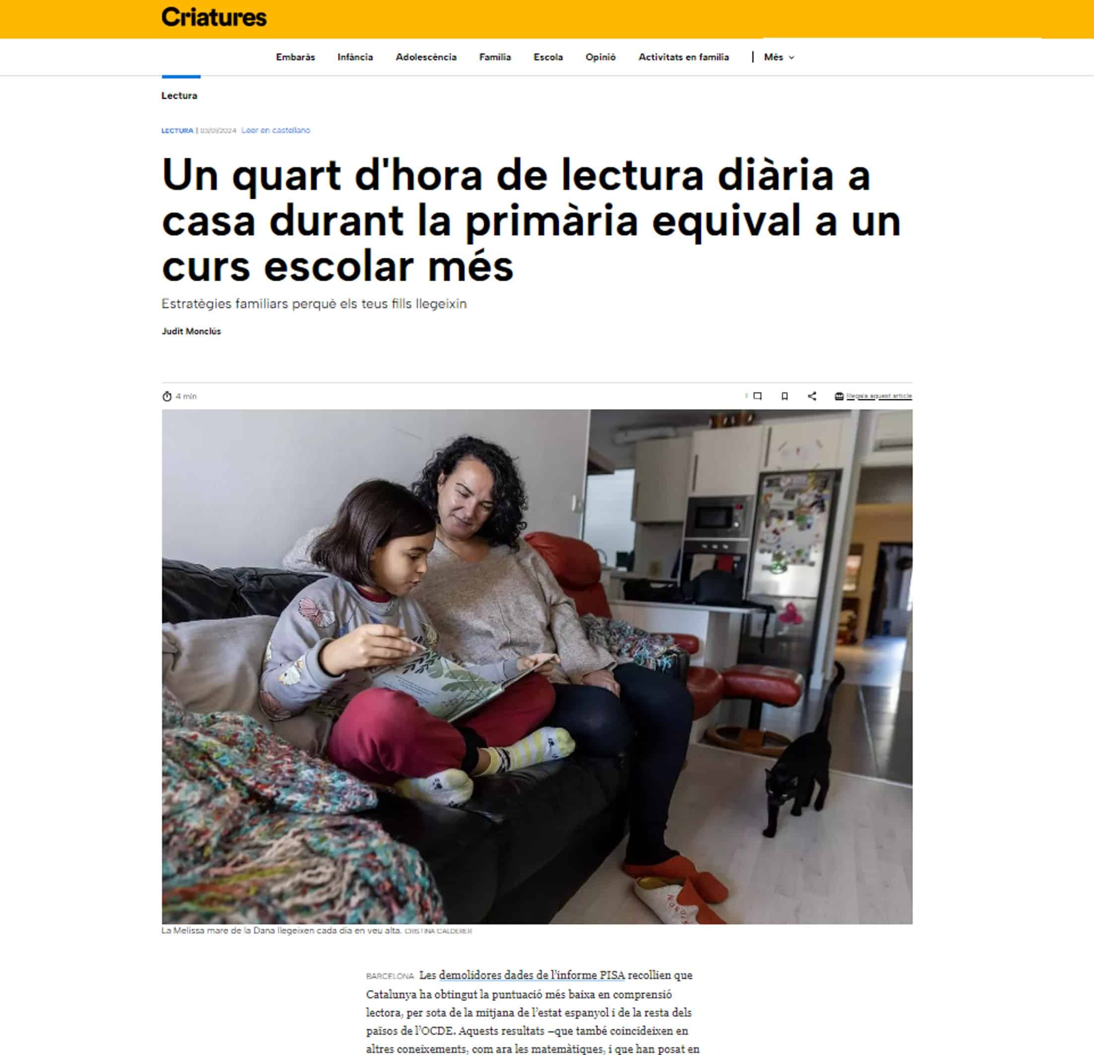Read more about the article Un cuarto de hora de lectura diaria en casa durante la primaria equivale a un curso escolar más