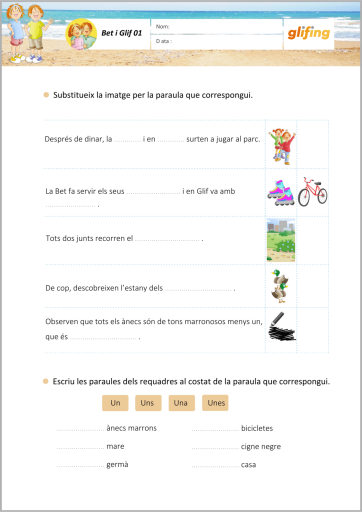 Fitxa escriptura Bet i Glif català